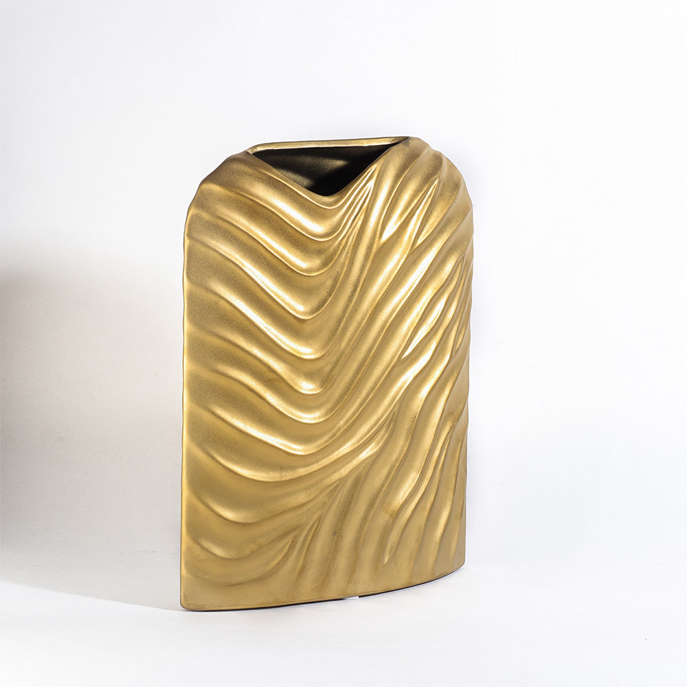 Waves Ceramic Vase - Gold