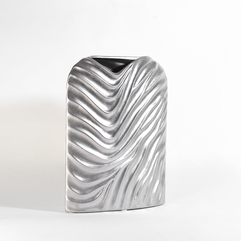 Waves Ceramic Vase - Silver