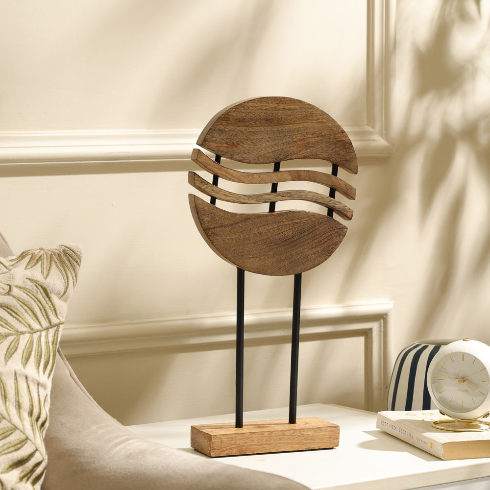 Waves Mango Wood Sculpture - Natural Black