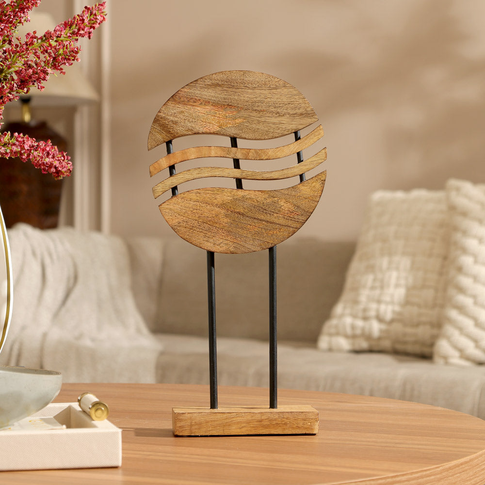 Waves Mango Wood Sculpture - Natural Black