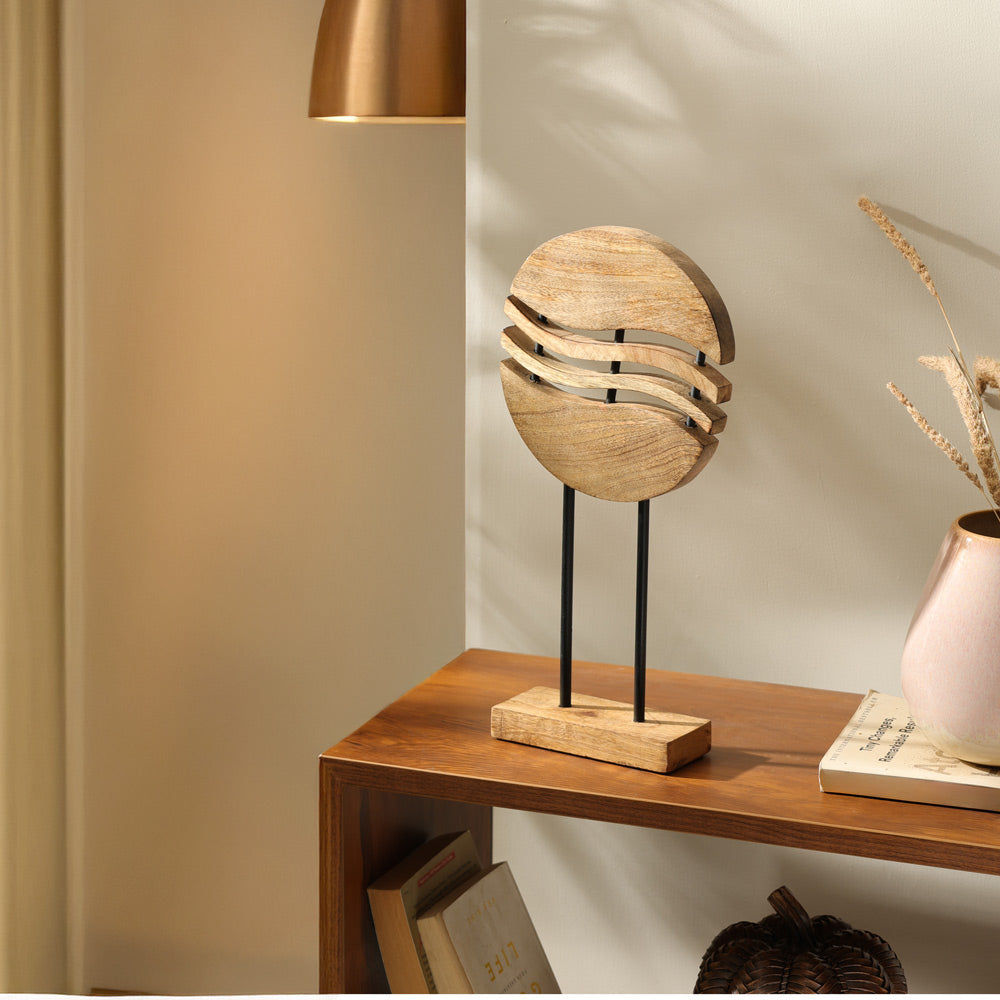 Waves Mango Wood Sculpture - Natural Black