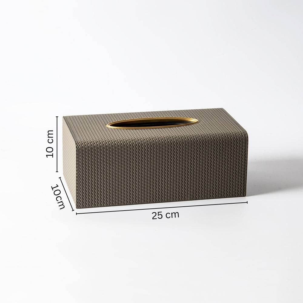 Weave Rectangular Tissue Box Holder - Dark Grey & Gold