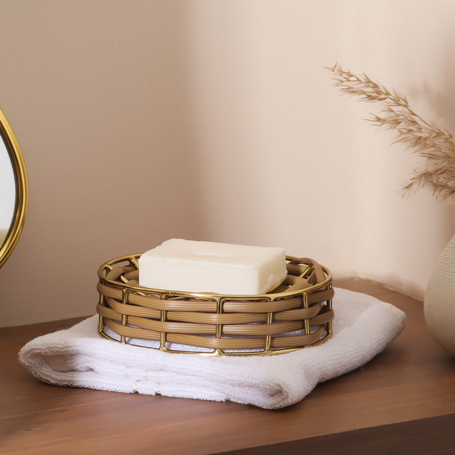 Weave Soap Dish - Natural Gold