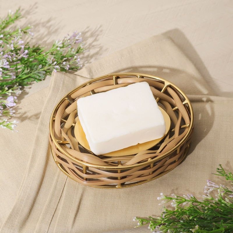 Weave Soap Dish - Natural Gold