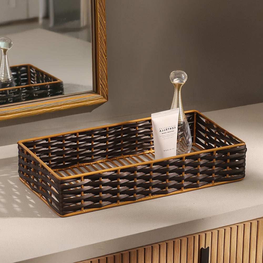 Weave Storage Tray Small - Brown Gold