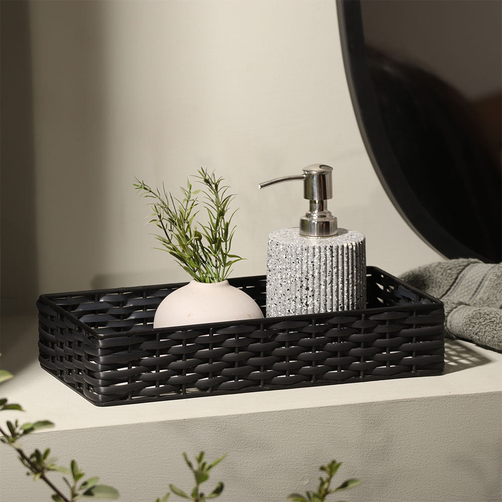 Weave Storage Tray Small - Charcoal Black