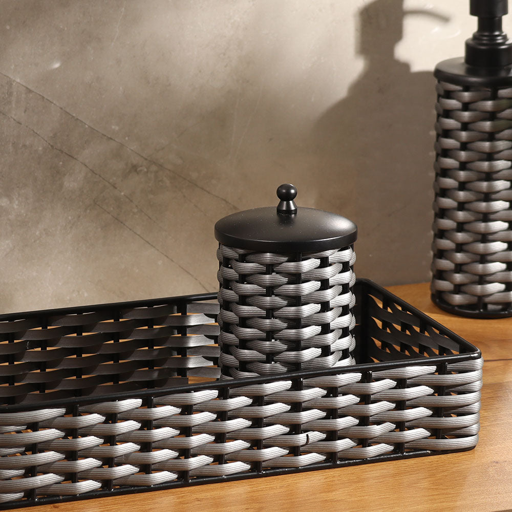 Weave Storage Tray Small - Grey Black