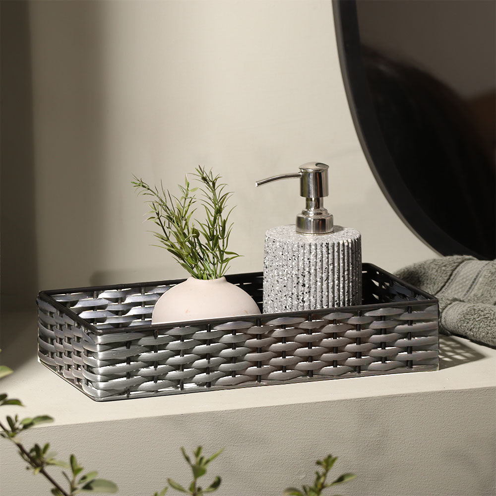 Weave Storage Tray Small - Grey Black