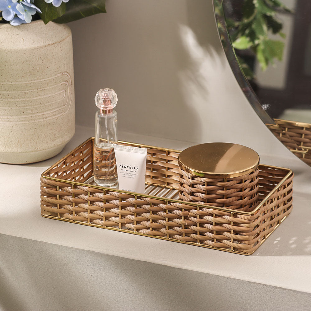 Weave Storage Tray Small - Sand Gold