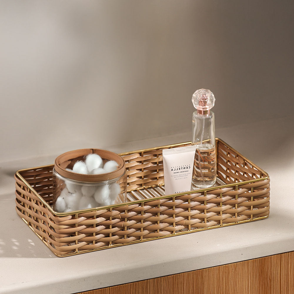 Weave Storage Tray Small - Sand Gold