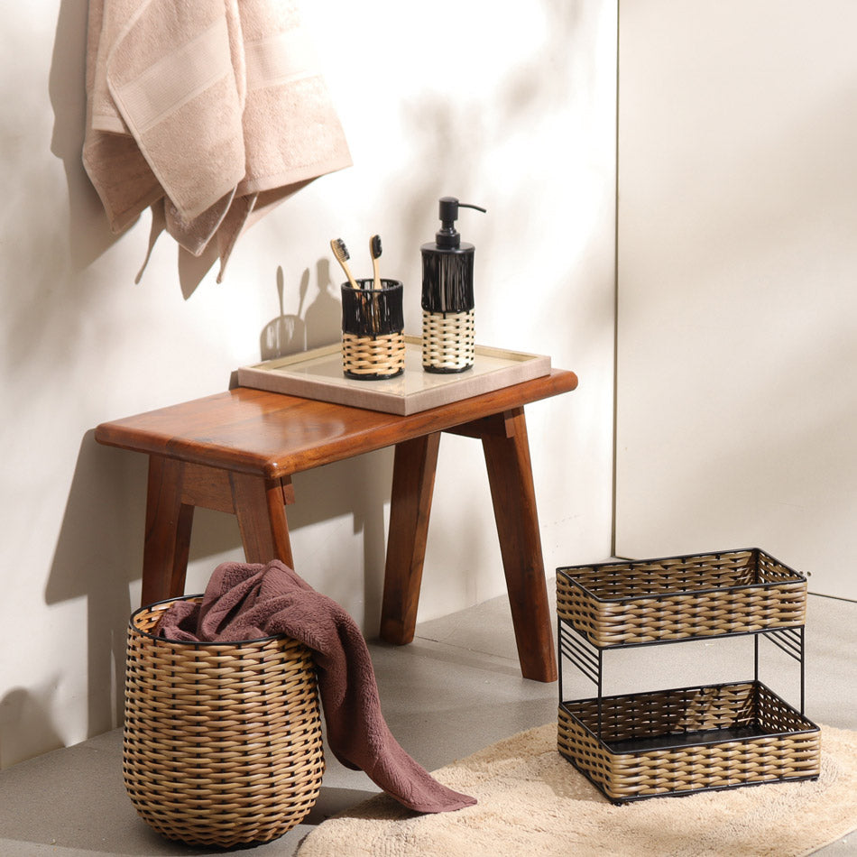 Weave Tiered Storage Shelf - Beige Black