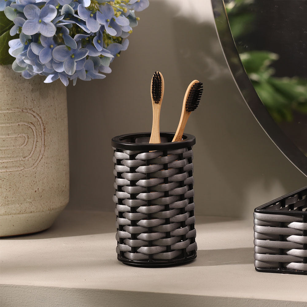 Weave Toothbrush Tumbler - Grey Black