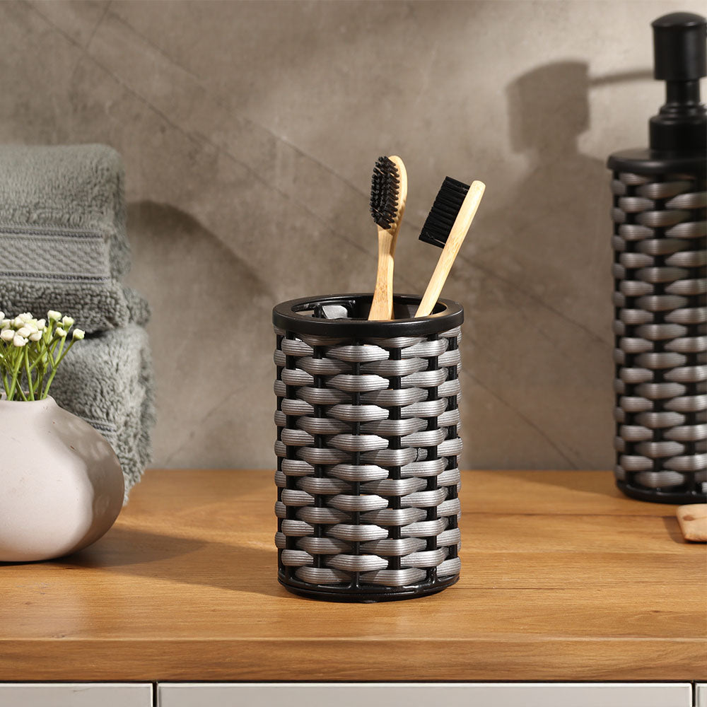 Weave Toothbrush Tumbler - Grey Black