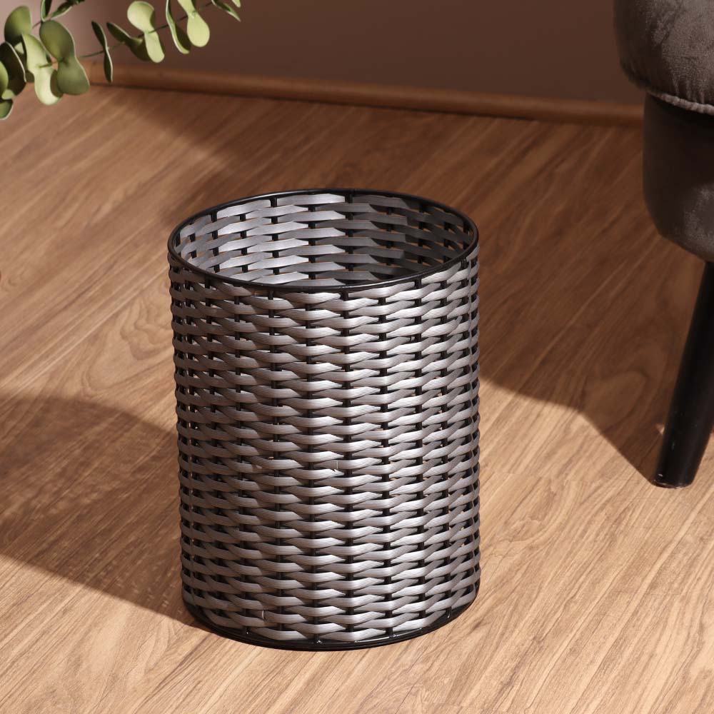 Weave Waste Basket - Grey Black