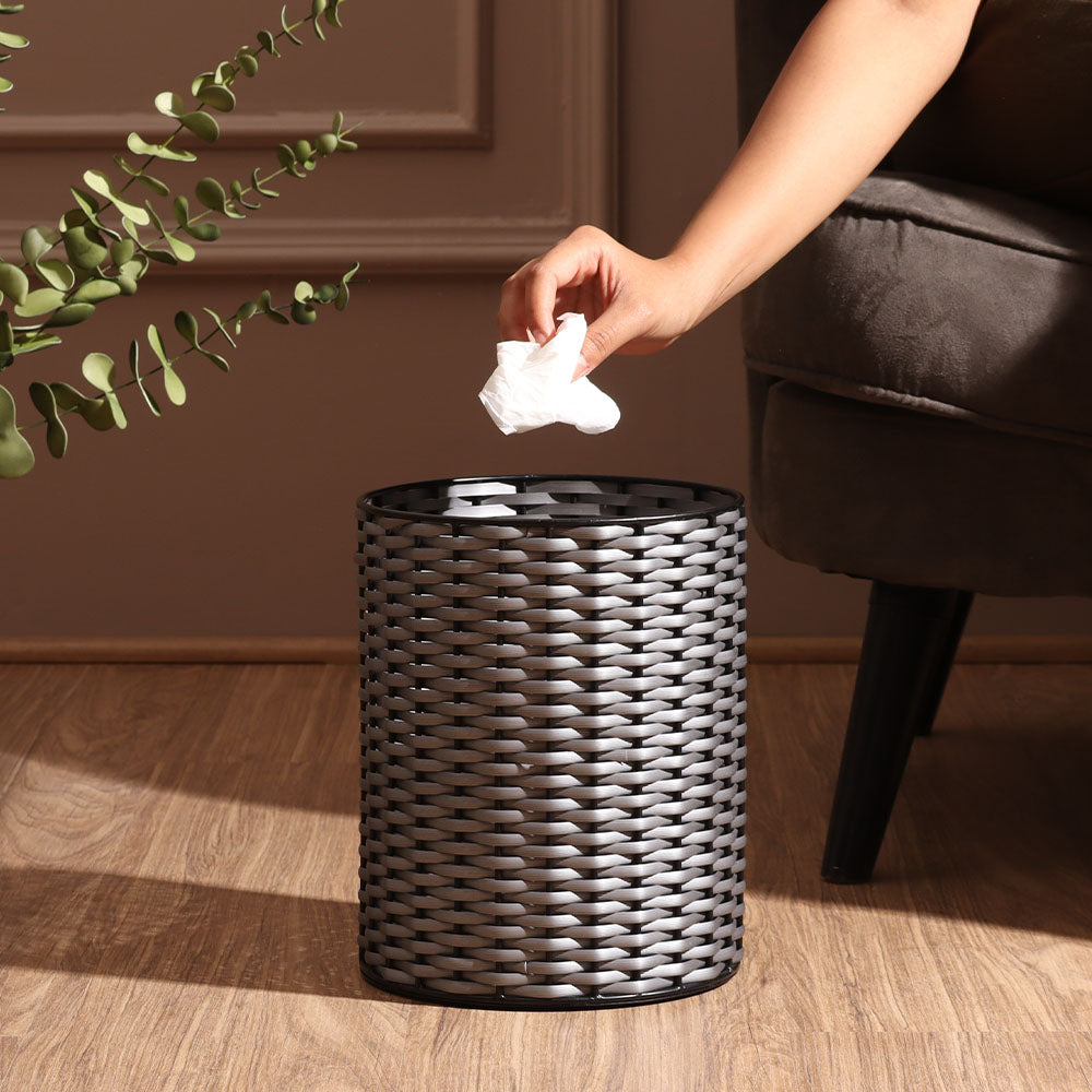 Weave Waste Basket - Grey Black