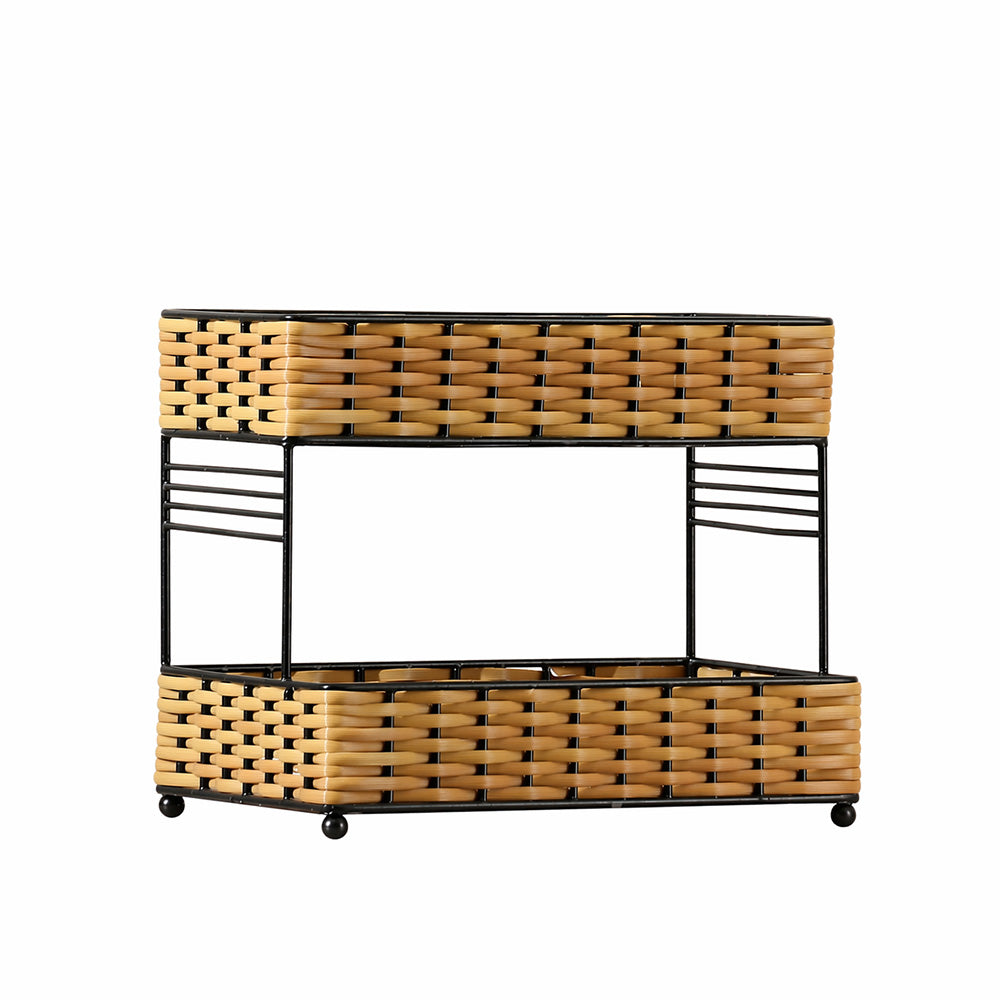 Weave Tiered Storage Shelf - Beige Black