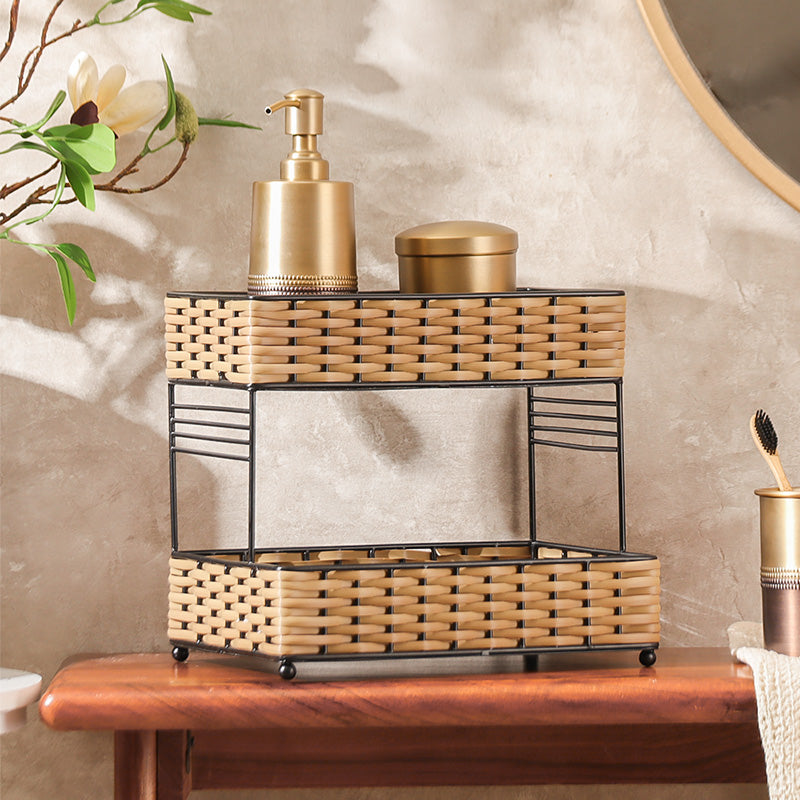 Weave Tiered Storage Shelf - Beige Black