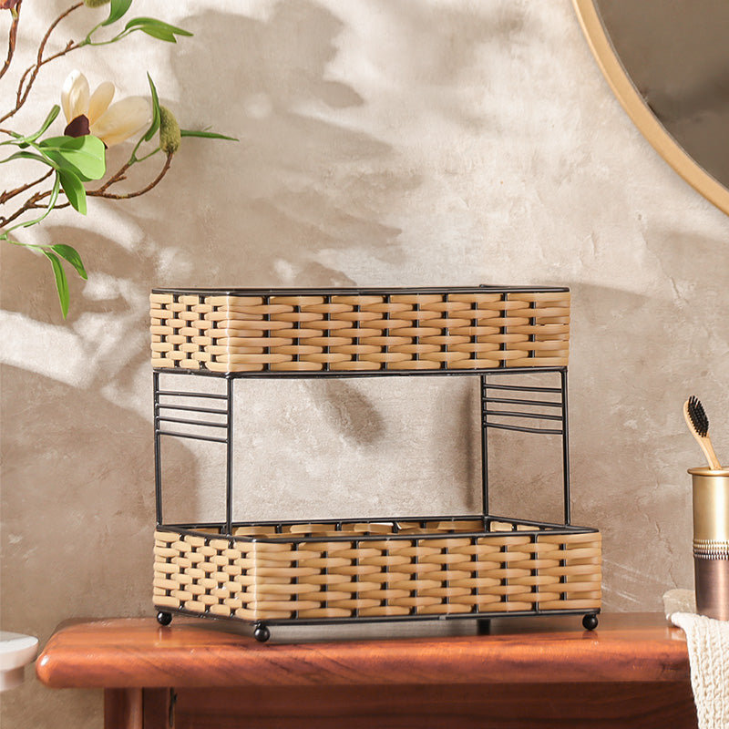 Weave Tiered Storage Shelf - Beige Black