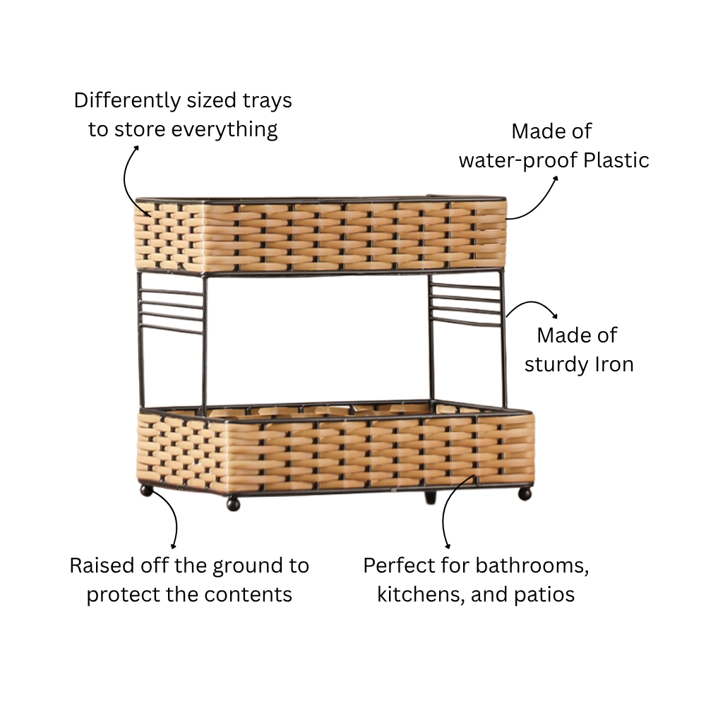 Weave Tiered Storage Shelf - Beige Black