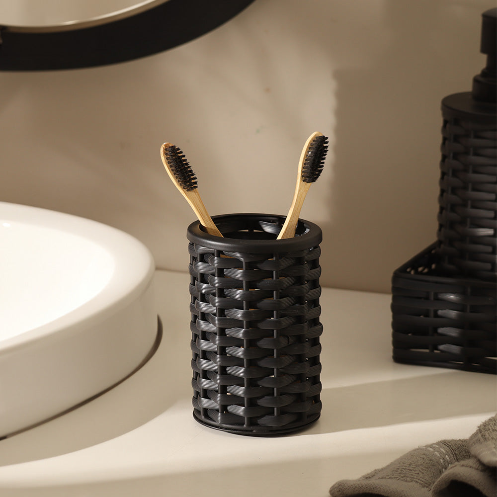 Weave Toothbrush Tumbler - Charcoal Black