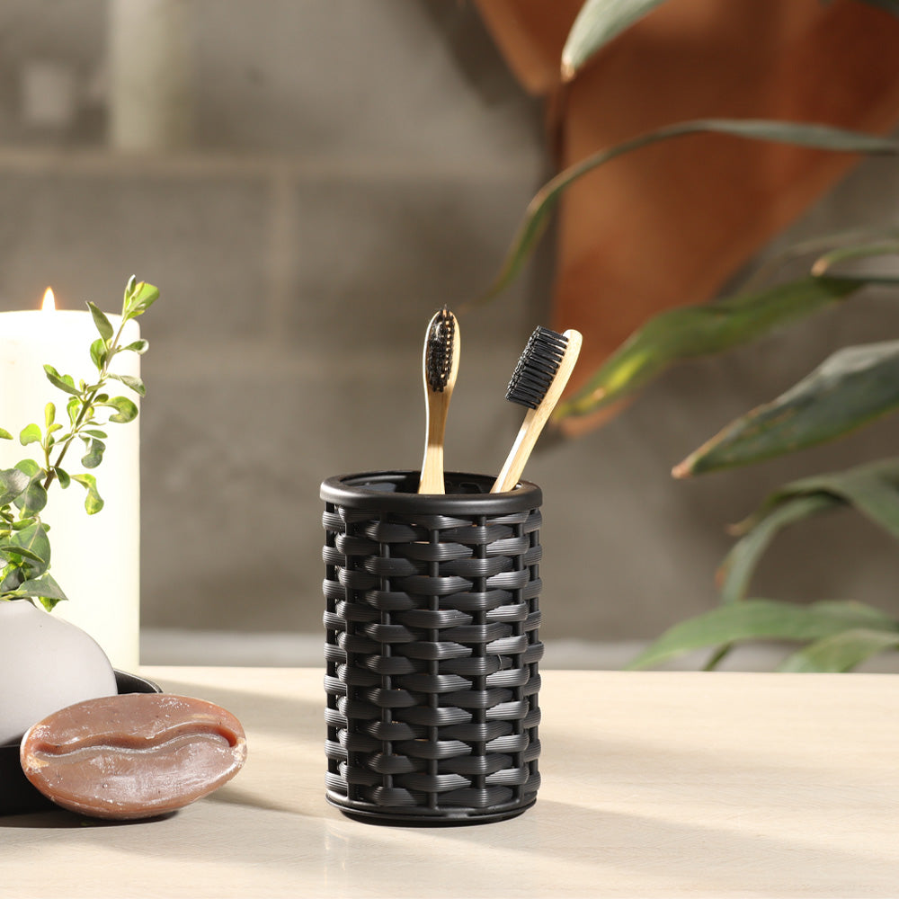 Weave Toothbrush Tumbler - Charcoal Black