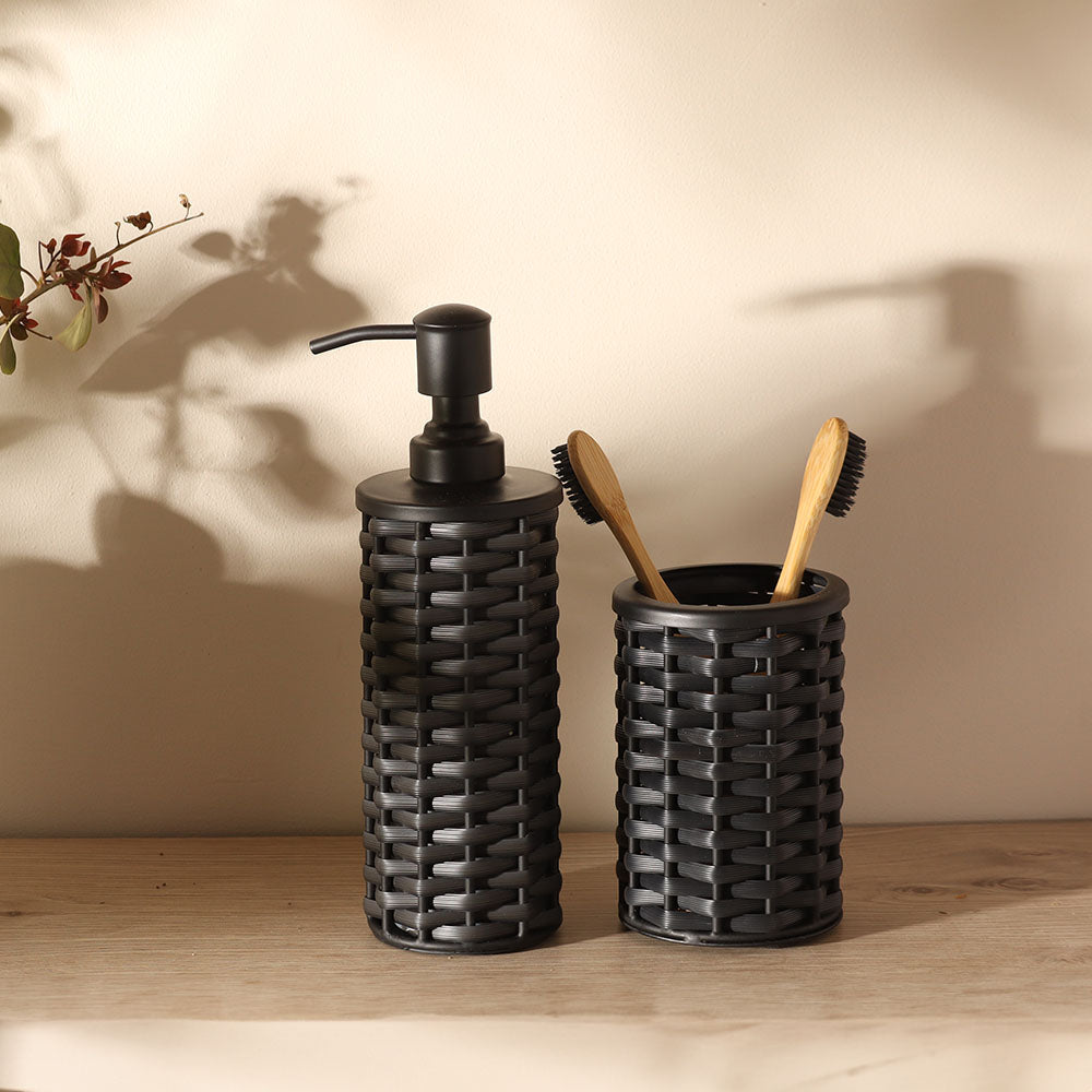 Weave Toothbrush Tumbler - Charcoal Black