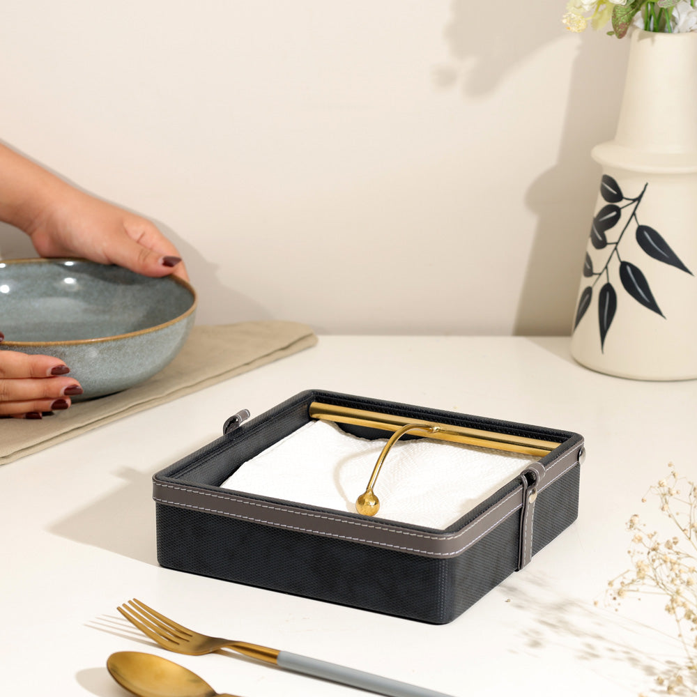 Devon Square Napkin Holder - Black