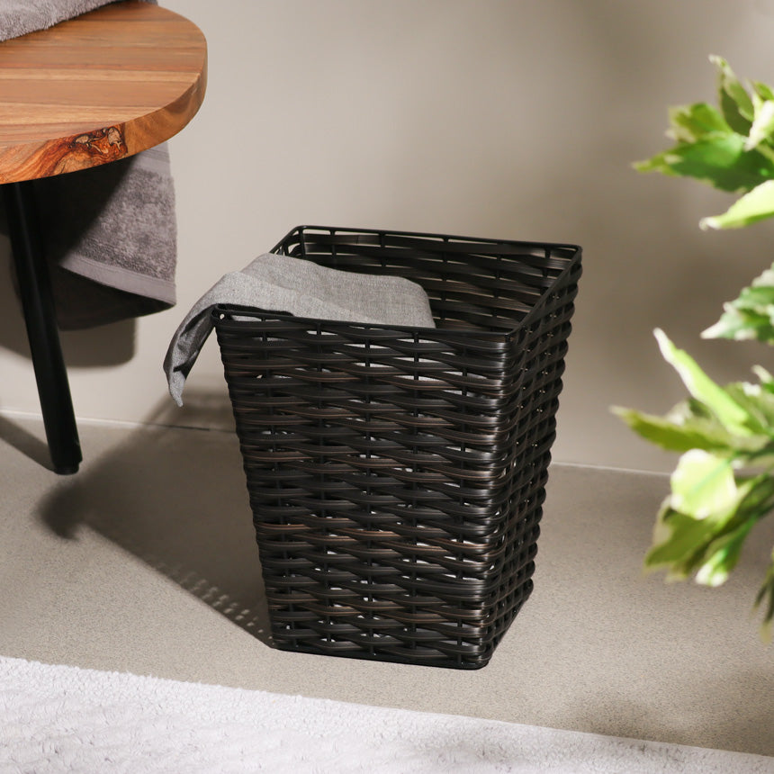 Weave Square Waste Basket - Black