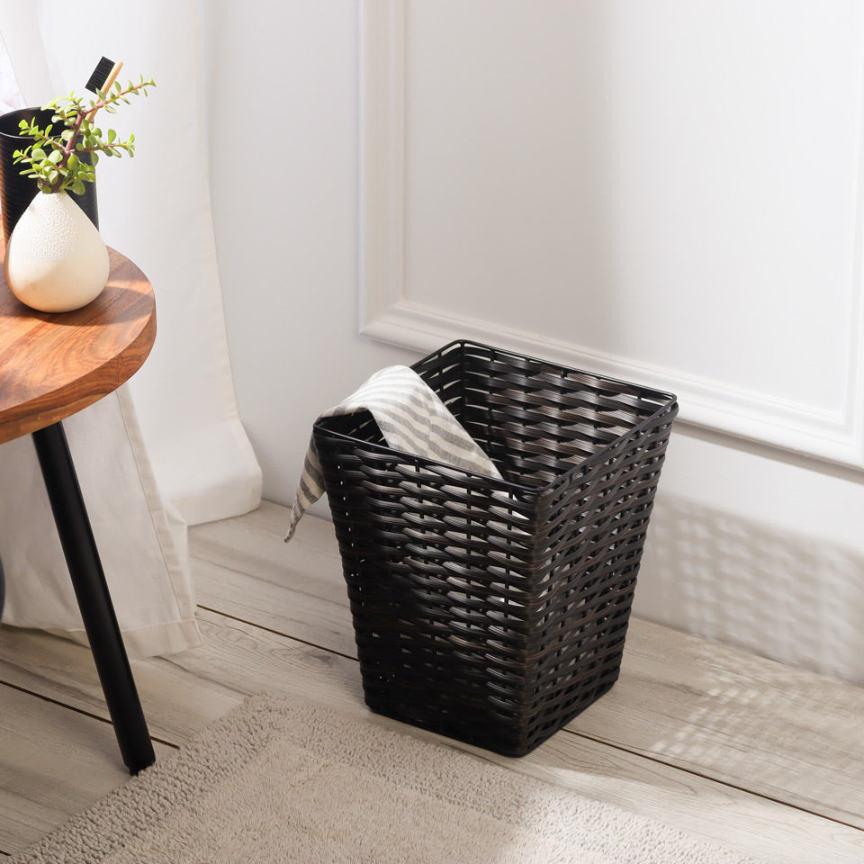 Weave Square Waste Basket - Black