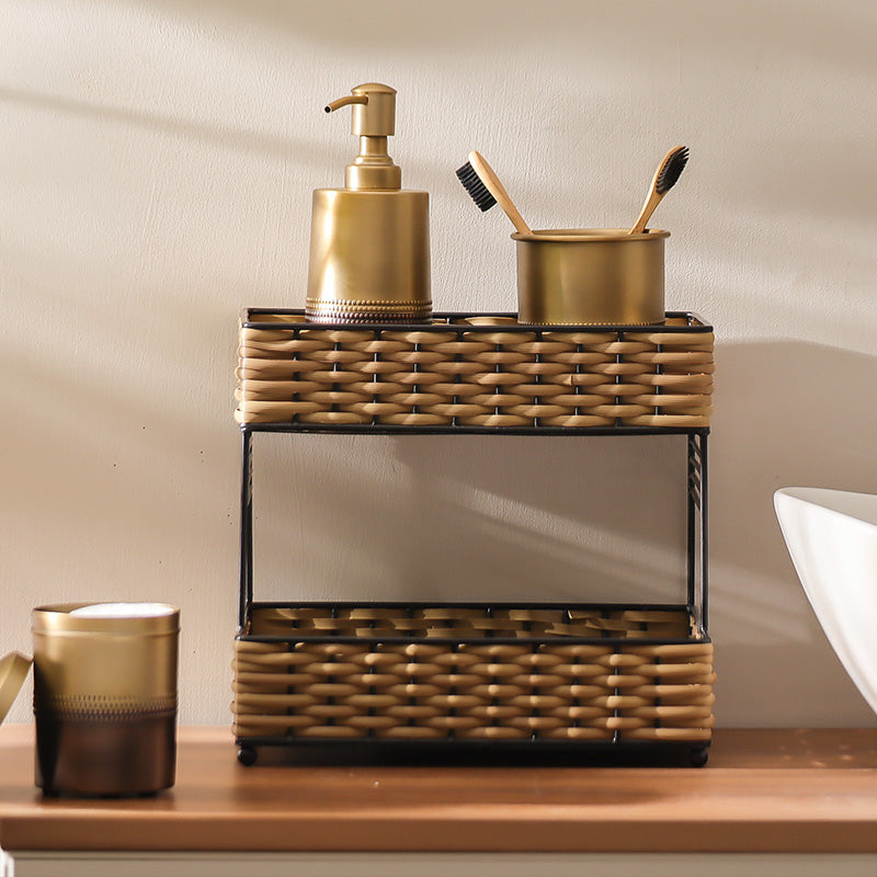 Weave Tiered Storage Shelf - Beige Black