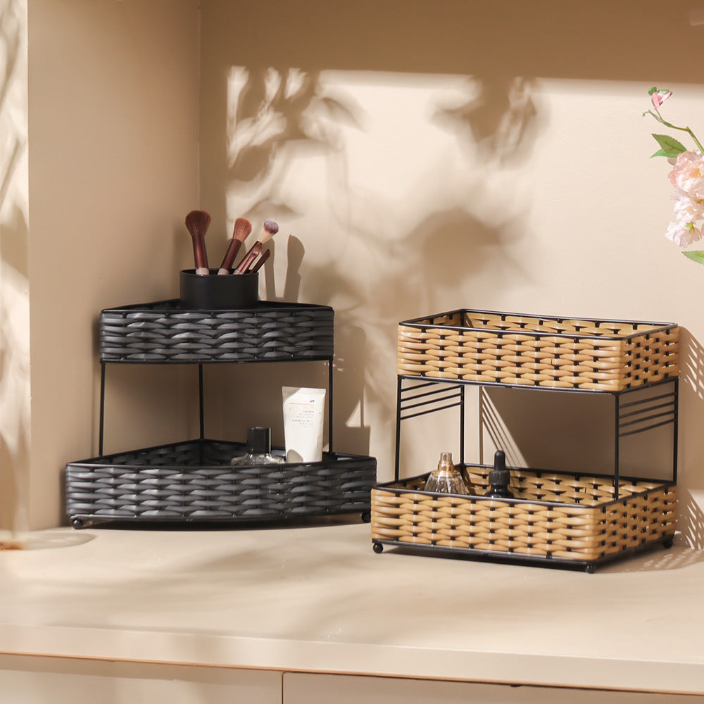 Weave Tiered Corner Shelf - Grey Black