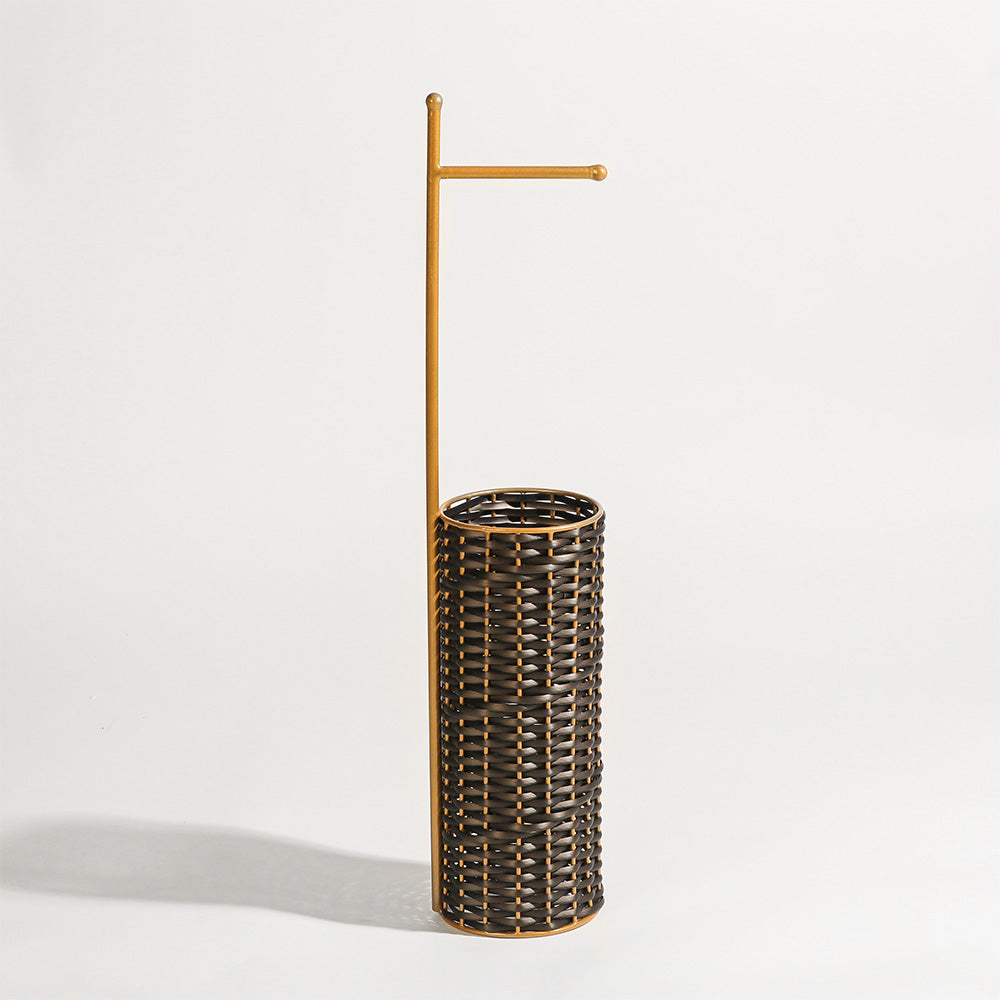 Wicker Toilet Roll Holder with Storage - Brown Gold