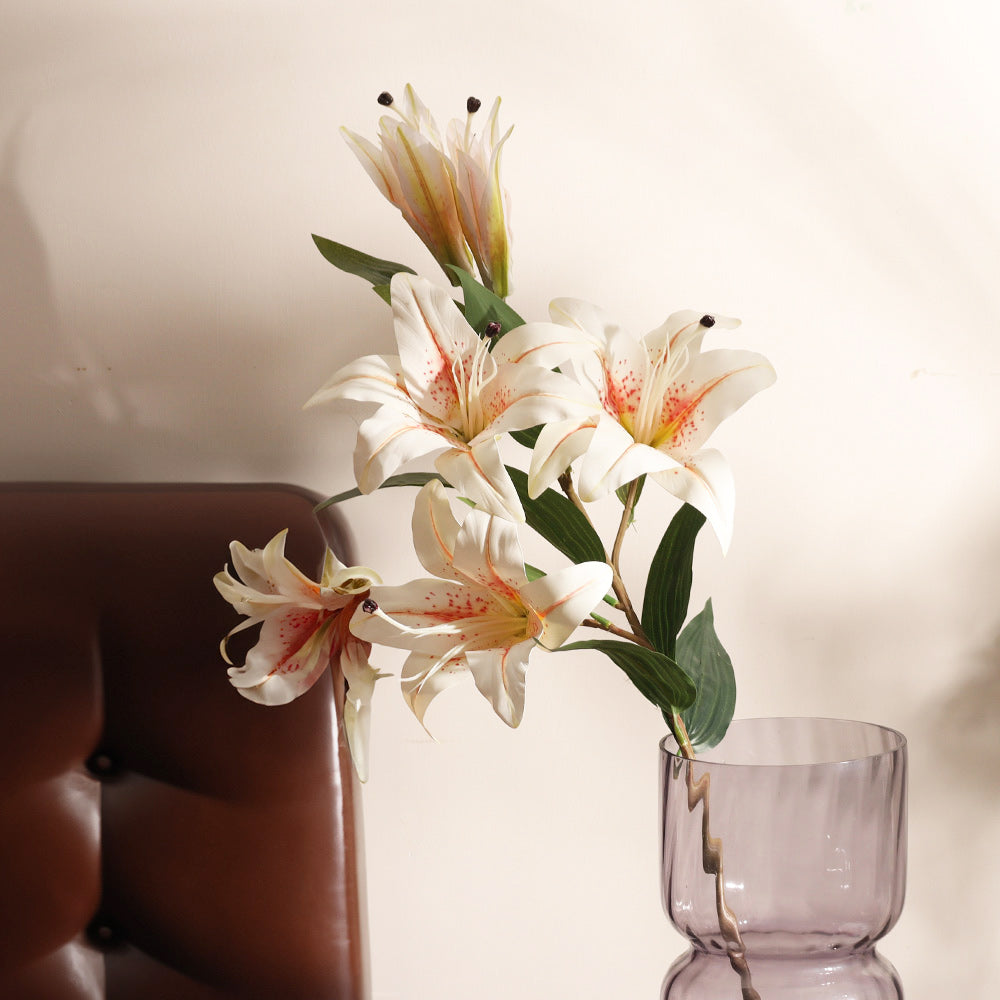 Wild Lily Faux Stem - Dappled White
