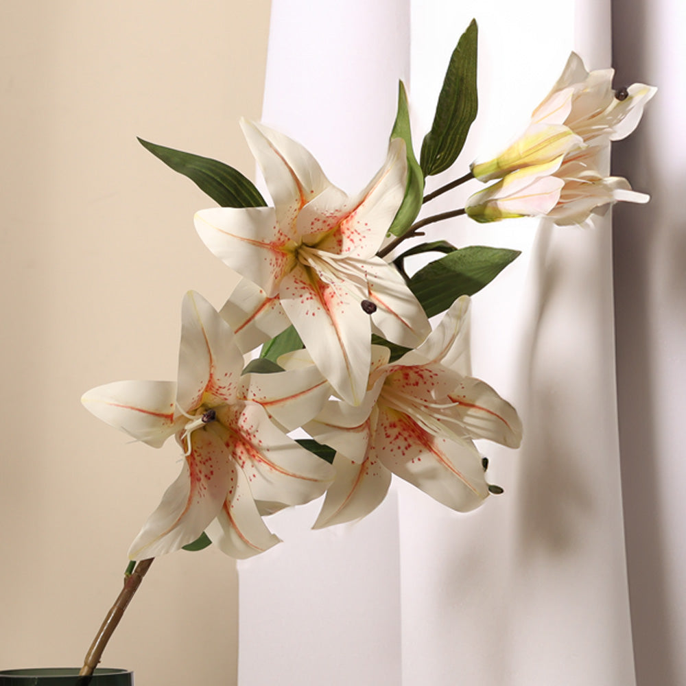 Wild Lily Faux Stem - Dappled White