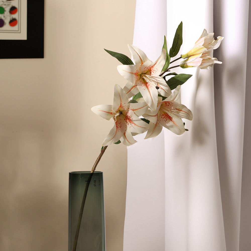 Wild Lily Faux Stem - Dappled White