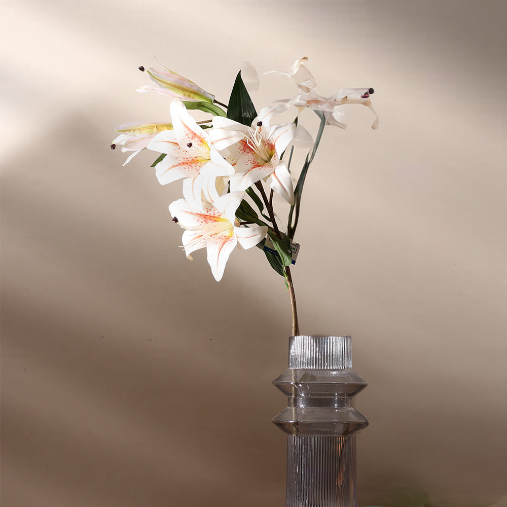 Wild Lily Faux Stem - Dappled White