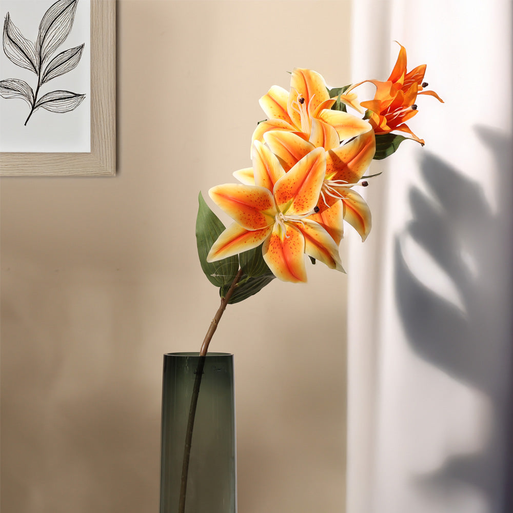 artificial orange tiger lily flowers ESQ Living Wild Lily Faux Stem