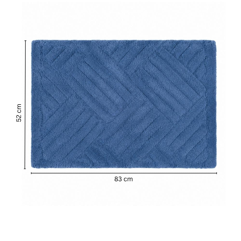 Willow Herringbone Tufted Bathmat - Azure Blue