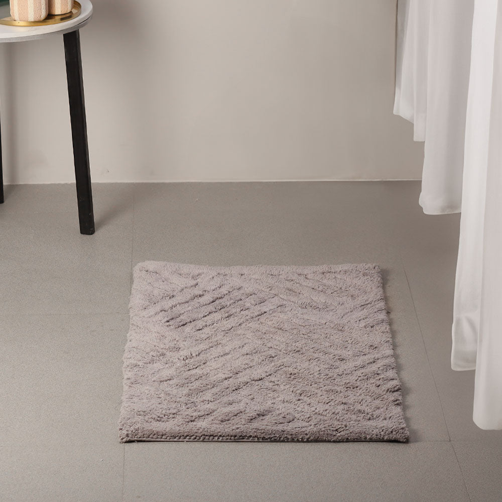 Willow Herringbone Tufted Bathmat - Light Grey