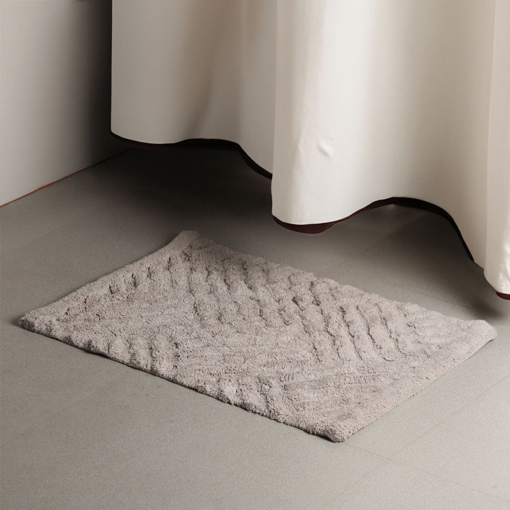 Willow Herringbone Tufted Bathmat - Light Grey