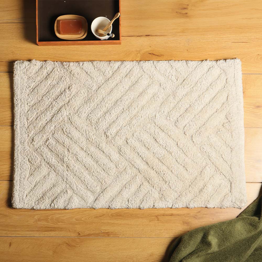 Willow Herringbone Tufted Bathmat - Taupe