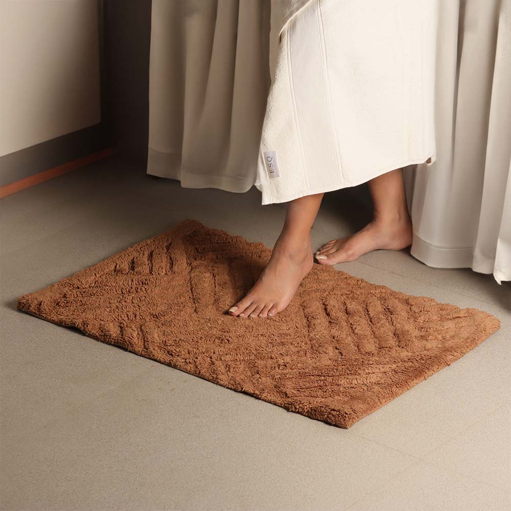 Willow Herringbone Tufted Bathmat - Walnut Brown