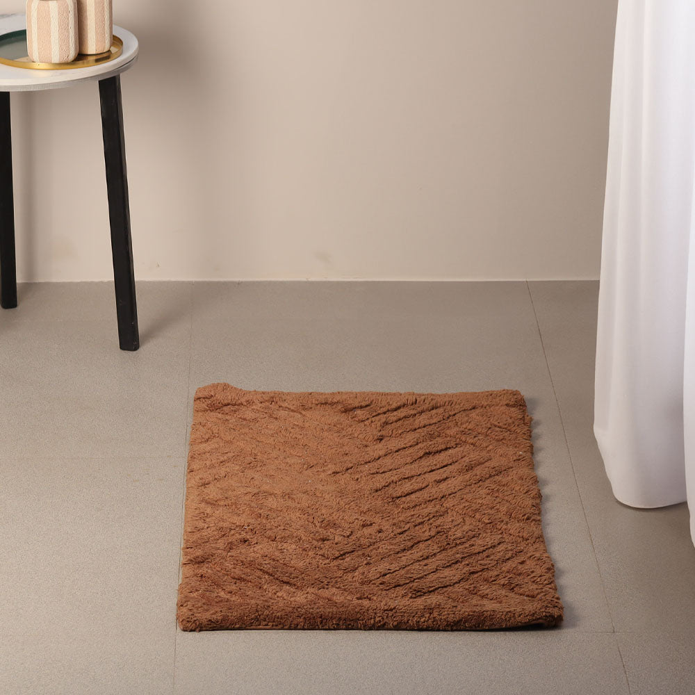 Willow Herringbone Tufted Bathmat - Walnut Brown