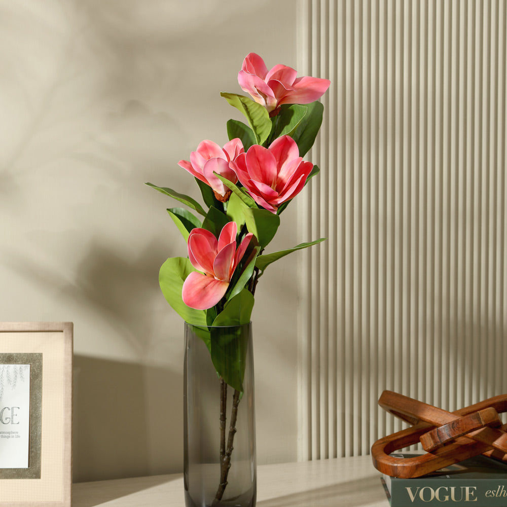 Winter Magnolia Faux Stem - Dark Pink