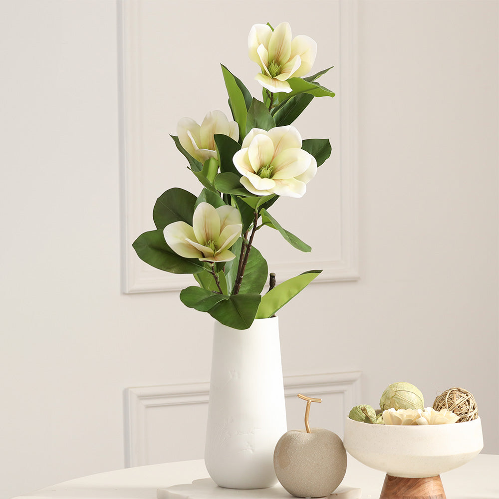 Winter Magnolia Faux Stem - Buttercream