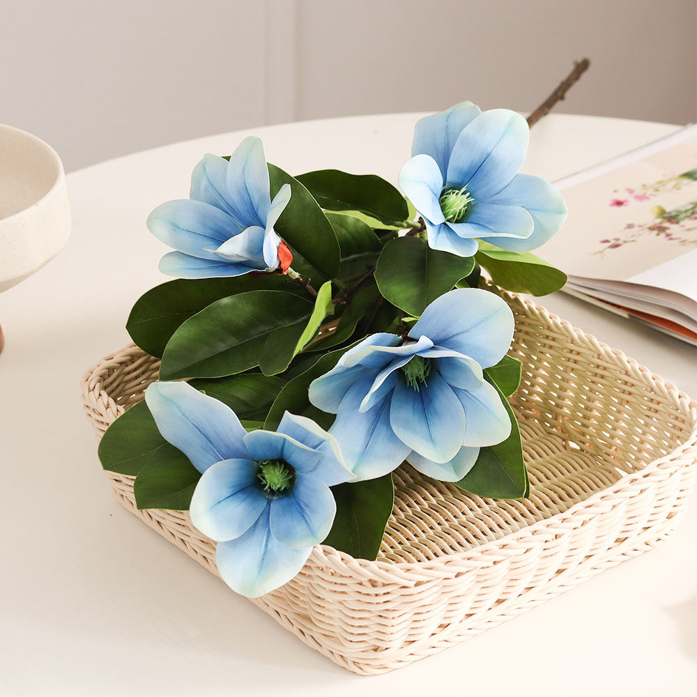 Winter Magnolia Faux Stem - Sky Blue