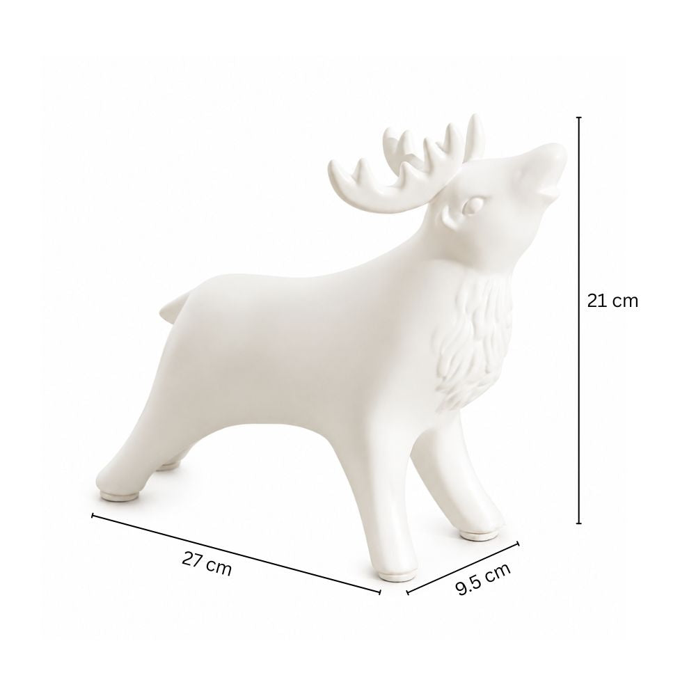 Winter Moose Decorative Sculpture - White