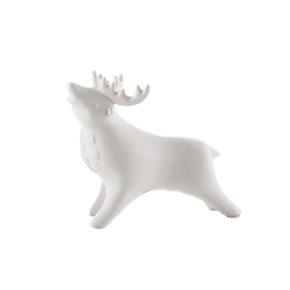 Winter Moose Decorative Sculpture - White