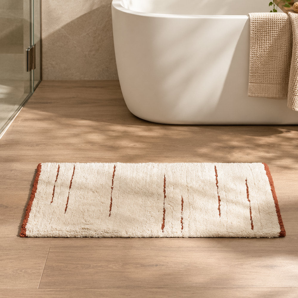 Wisteria Banded Tufted Bathmat - Cream Brown