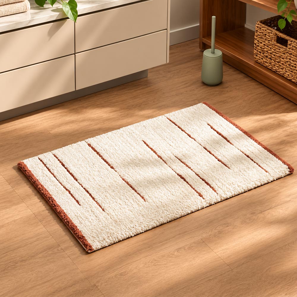 Wisteria Banded Tufted Bathmat - Cream Brown